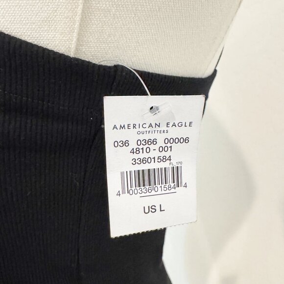 NWT American Eagle Bungee Strap Cropped Tank Top Basic Black AE Casual New Large - Picture 6 of 10